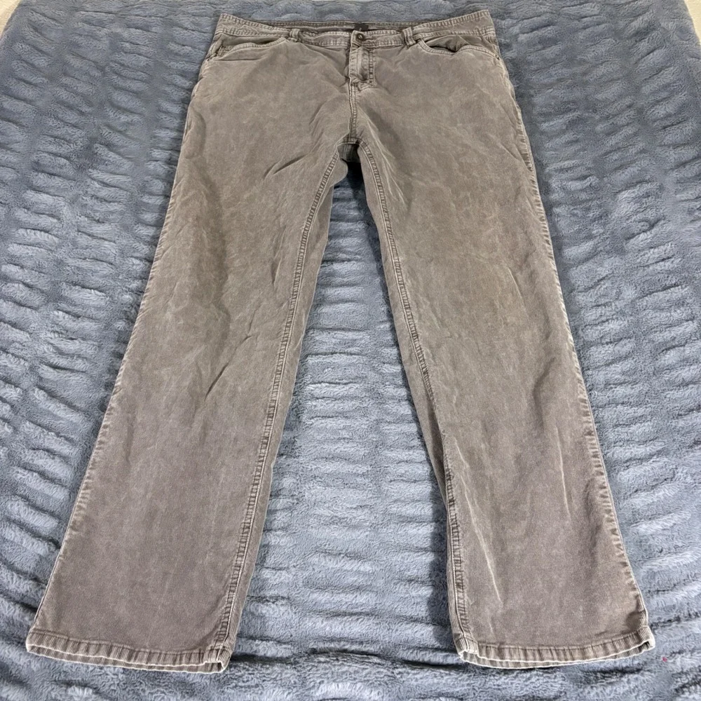 prAna Mens Slim Fit Corduroy Pants 38x32 Brown Fine Wale 5-Pocket Straight Leg